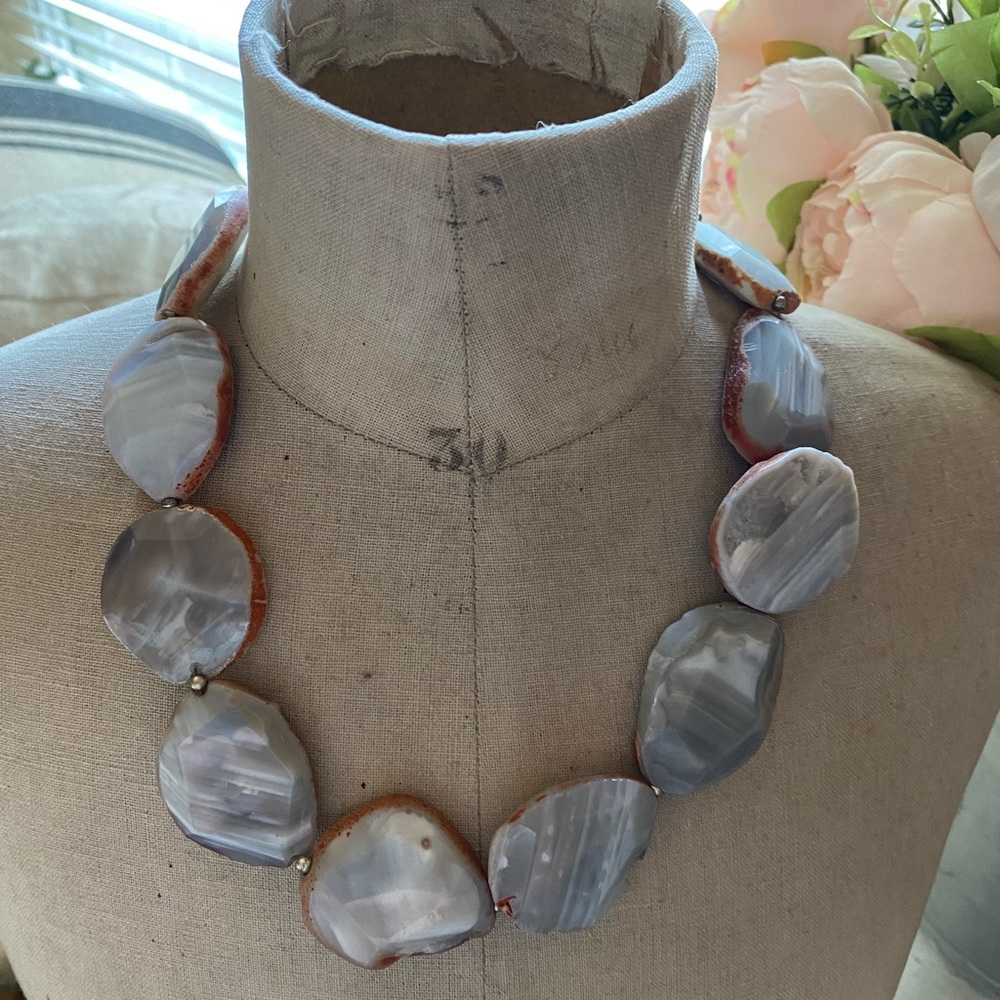 Barse Chunky Grey Gemstone Necklace
